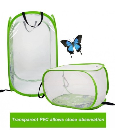 Pop-up Insect and Butterfly Habitat 24" Tall Milkweed Plants Net Collapsible Mesh Cage with Transparent PVC Wall for Observat...