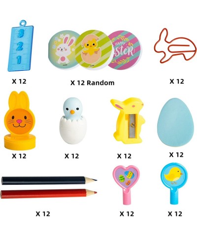 132 Pcs Prefilled Easter Egg with Toys 12 Sets Stationery inside for Kids School Easter Party Favor Easter Eggs Hunt Easter B...