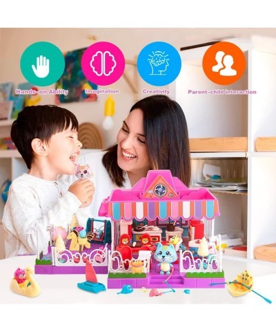 Pretend Play Pet House Toys Dollhouse Playset 74pcs Miniature Dollhouse Furniture and Accessories Fun Cat Role Play Toys for ...