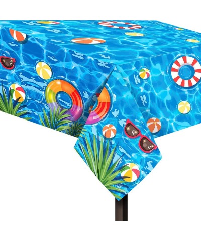 2 Pack Summer Pool Party Tablecloths Disposable Rectangular Tablecover Plastic Table Cover for Birthday Party Decorations 86....