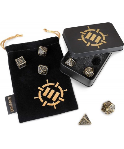 DND Metal Dice Set - 7pc Solid Zinc Alloy Polyhedral DND Dice with Metal Storage Case and Drawstring Dice Bag Included - RPG ...