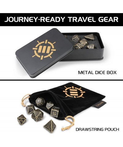 DND Metal Dice Set - 7pc Solid Zinc Alloy Polyhedral DND Dice with Metal Storage Case and Drawstring Dice Bag Included - RPG ...