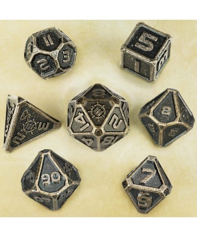 DND Metal Dice Set - 7pc Solid Zinc Alloy Polyhedral DND Dice with Metal Storage Case and Drawstring Dice Bag Included - RPG ...