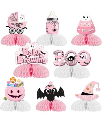 Halloween A Baby is Brewing Decorations - 8 Pack Honeycomb Centerpieces Pink Halloween Baby Shower Decorations for Girl Hallo...