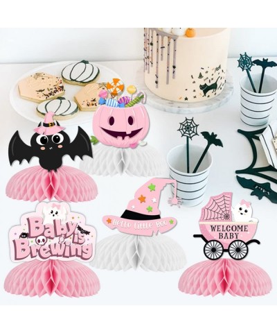 Halloween A Baby is Brewing Decorations - 8 Pack Honeycomb Centerpieces Pink Halloween Baby Shower Decorations for Girl Hallo...