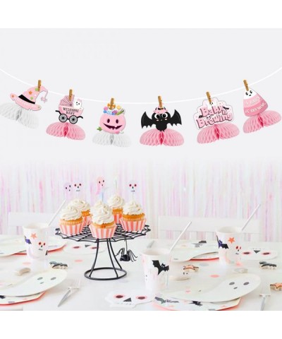 Halloween A Baby is Brewing Decorations - 8 Pack Honeycomb Centerpieces Pink Halloween Baby Shower Decorations for Girl Hallo...