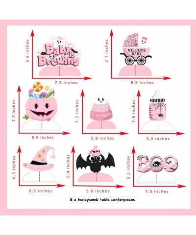 Halloween A Baby is Brewing Decorations - 8 Pack Honeycomb Centerpieces Pink Halloween Baby Shower Decorations for Girl Hallo...