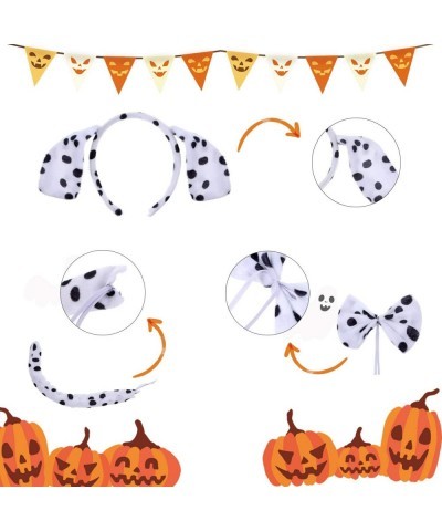 10 Pieces Kids Dalmatian Costume Tutu Set Include 2 Dalmatian Ears Headband 2 Bow Tie 2 Dalmatian Tail 2 Dalmatian Paw and 2 ...