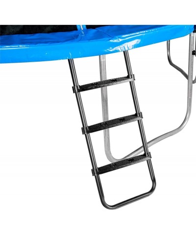 Trampoline Ladder with 3 Wide Skid-Proof Steps Universal Trampoline Ladder with Shoe Storage Bag and Corkscrew Shape Steel St...