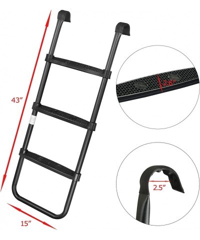 Trampoline Ladder with 3 Wide Skid-Proof Steps Universal Trampoline Ladder with Shoe Storage Bag and Corkscrew Shape Steel St...