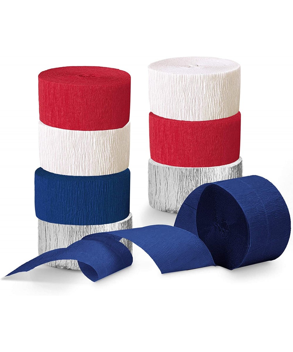 Patriotic Decorations - 8 Rolls Red White Blue Crepe Paper Streamers Tassels Streamer Paper for 4th of July Decorations Indep...