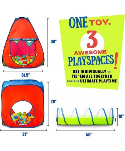 3 in 1 Kids Pop Up Play Tent with Crawl Tunnel and Ball Pit Set – Durable Playhouse Tent for Boys Girls Babies Toddlers & Pet...