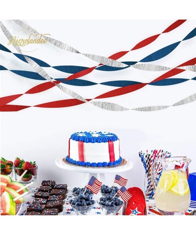 Patriotic Decorations - 8 Rolls Red White Blue Crepe Paper Streamers Tassels Streamer Paper for 4th of July Decorations Indep...