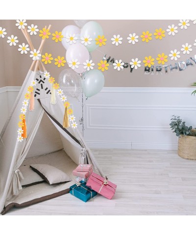 60 Pieces Daisy Flower Party Decoration Garland Set DIY Tassel Felt Banner Garland Kit Boho Groovy Daisy Party Favor Decorati...