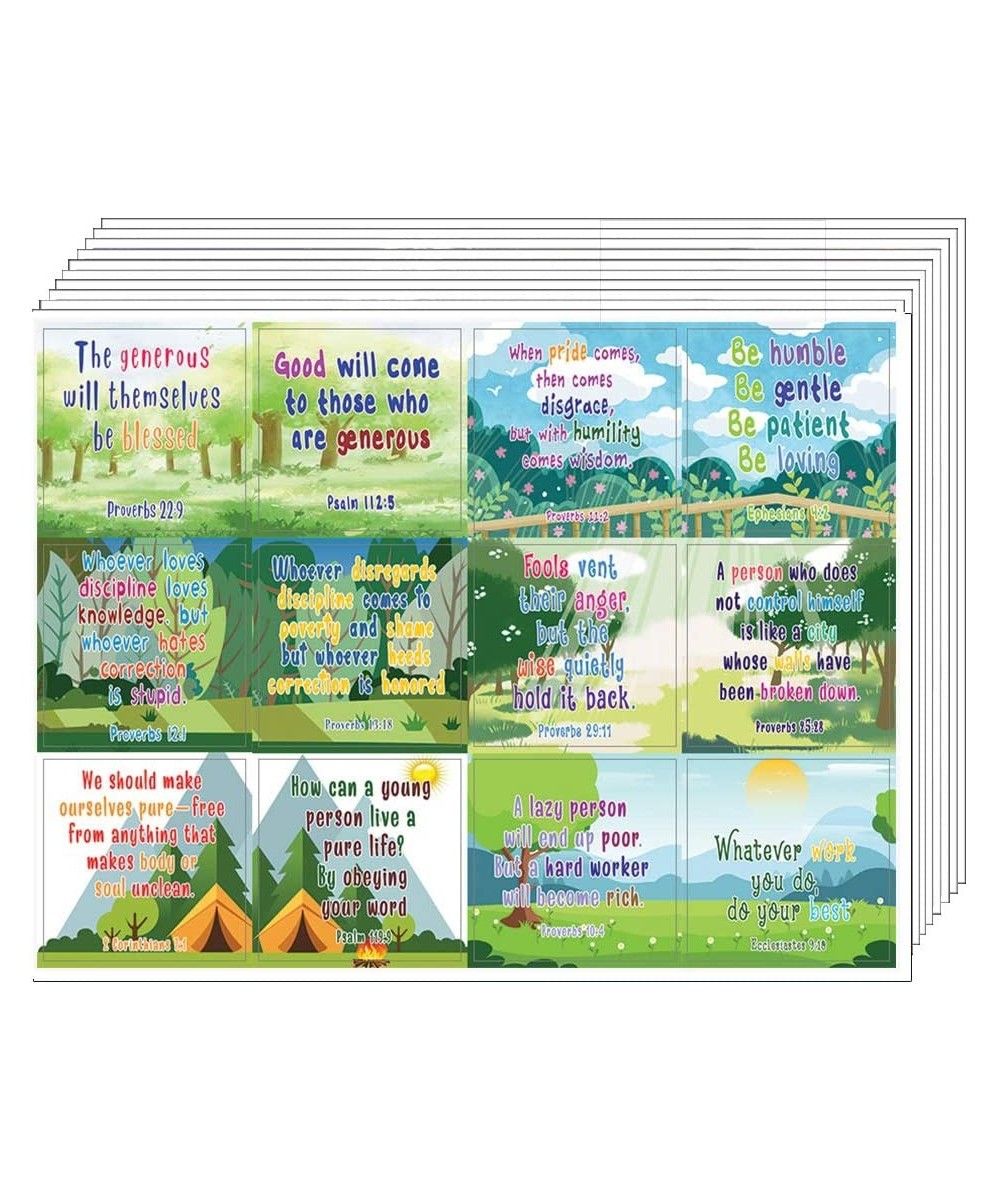 Christian Character Building Stickers for Kids Series 2 (5 Sheet) - Total 60 pcs (5 x 12pcs) Individual Small Size 2.1 x 2 In...