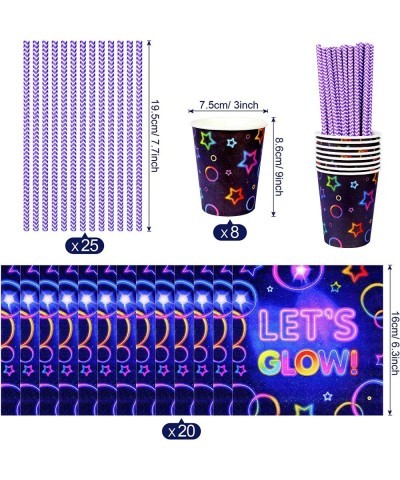 Glow Party Decorations Neon Party Supplies Kit with Plates Napkins Cups Straws for Let’s Glow Theme party Neon Glow Party Dec...