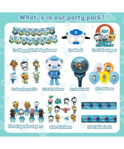 97 Pcs Octonauts Birthday Party Supplies Octonauts Birthday Decorations Include Birthday Banner Cake Toppers Balloons Hanging...