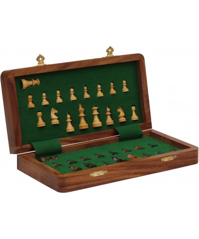 10.5" Wood Chess Set - Handmade Premium Magnetic Folding Chess Board - Wooden Travel Staunton Chess Game with Built in Storag...