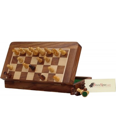 10.5" Wood Chess Set - Handmade Premium Magnetic Folding Chess Board - Wooden Travel Staunton Chess Game with Built in Storag...