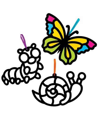 AT616 Bug Stained Glass Ornament Kits - Pack of 6 Ideal for Kids' Arts and Crafts Educational Toys $16.81 Kids' Drawing & Wri...