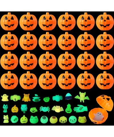 48 Pcs Halloween Party Favors Set Include 24 Halloween Pumpkin Shells 24 Glow Halloween Toys Glow in the Dark Halloween Kawai...