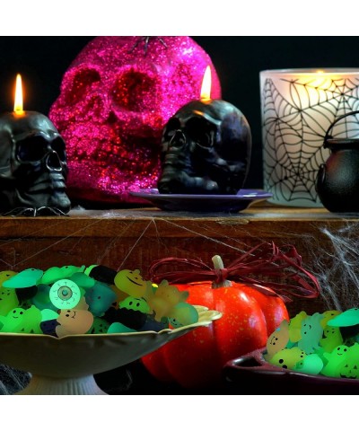 48 Pcs Halloween Party Favors Set Include 24 Halloween Pumpkin Shells 24 Glow Halloween Toys Glow in the Dark Halloween Kawai...