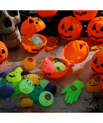 48 Pcs Halloween Party Favors Set Include 24 Halloween Pumpkin Shells 24 Glow Halloween Toys Glow in the Dark Halloween Kawai...