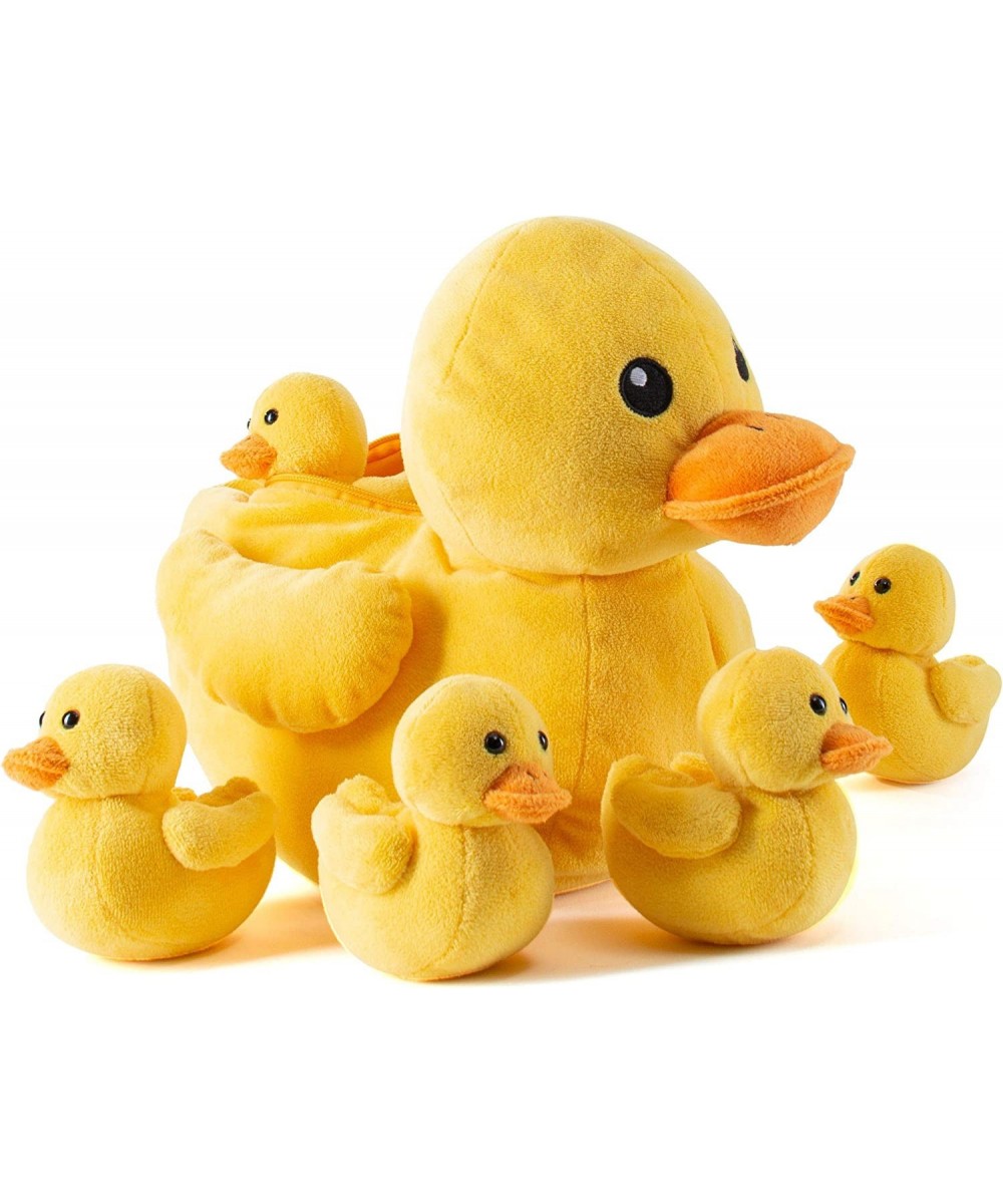 Carry Along Plush Duck with 5 Little Plush Ducks Ducklings - 6 Piece Soft Stuffed Animals Playset Plushies with Zipper Pouch ...