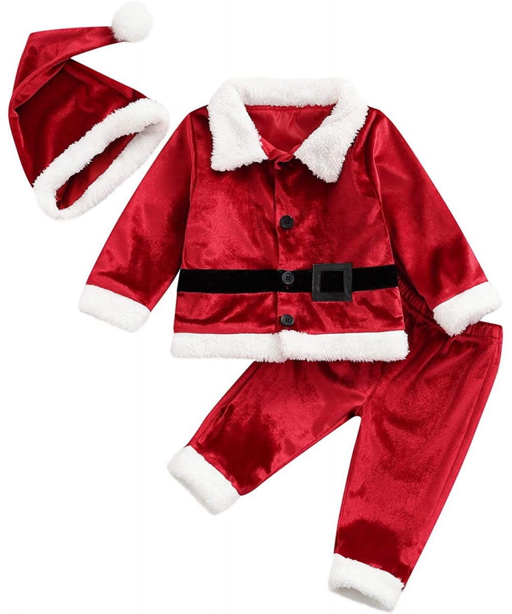 Infant Baby Boy Costumes Toddler Girls Christmas Outfit Santa Claus Costume Plush Jacket Coat Pants Hat $30.48 Kids' Costumes