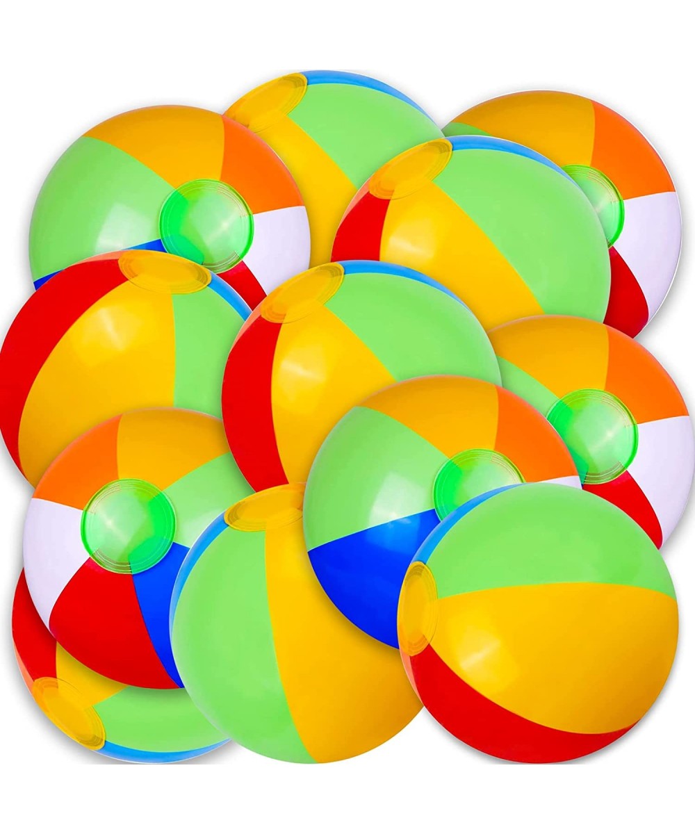 12 Pack Beach Balls 12 Inch Beach Ball for Kids Inflatable Pool Beach Balls Bulk Party Favors Water Toys Classic Rainbow Beac...