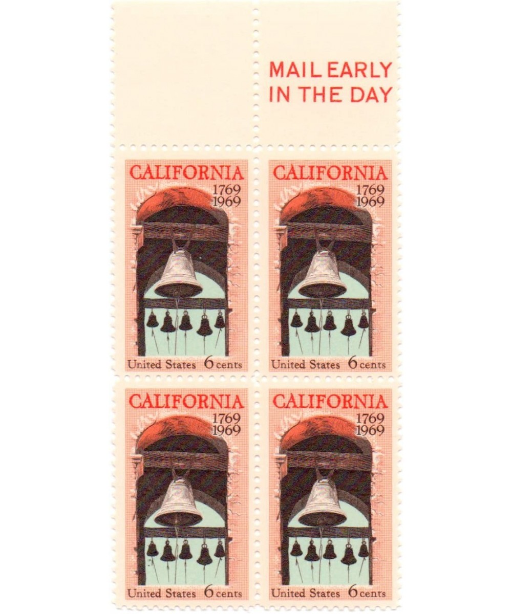 1373 - 1969 6c California Settlement Postage Stamp Numbered Plate Block (4) $13.59 Collectibles Display & Storage