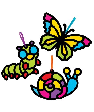 AT616 Bug Stained Glass Ornament Kits - Pack of 6 Ideal for Kids' Arts and Crafts Educational Toys $16.81 Kids' Drawing & Wri...