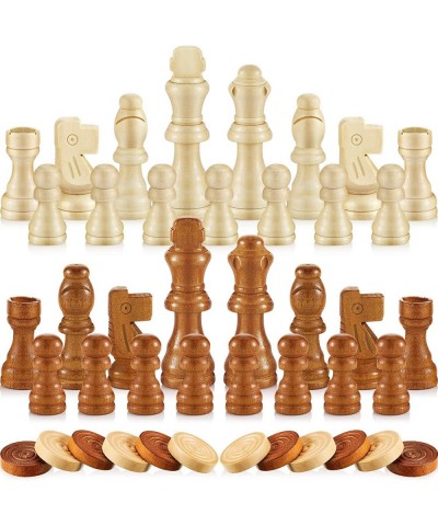 80 Pieces Wooden Checkers Pieces Handcrafted Chess with Drawstring Storage Pouch Classic Wooden Chess Game Set Board Games Ac...