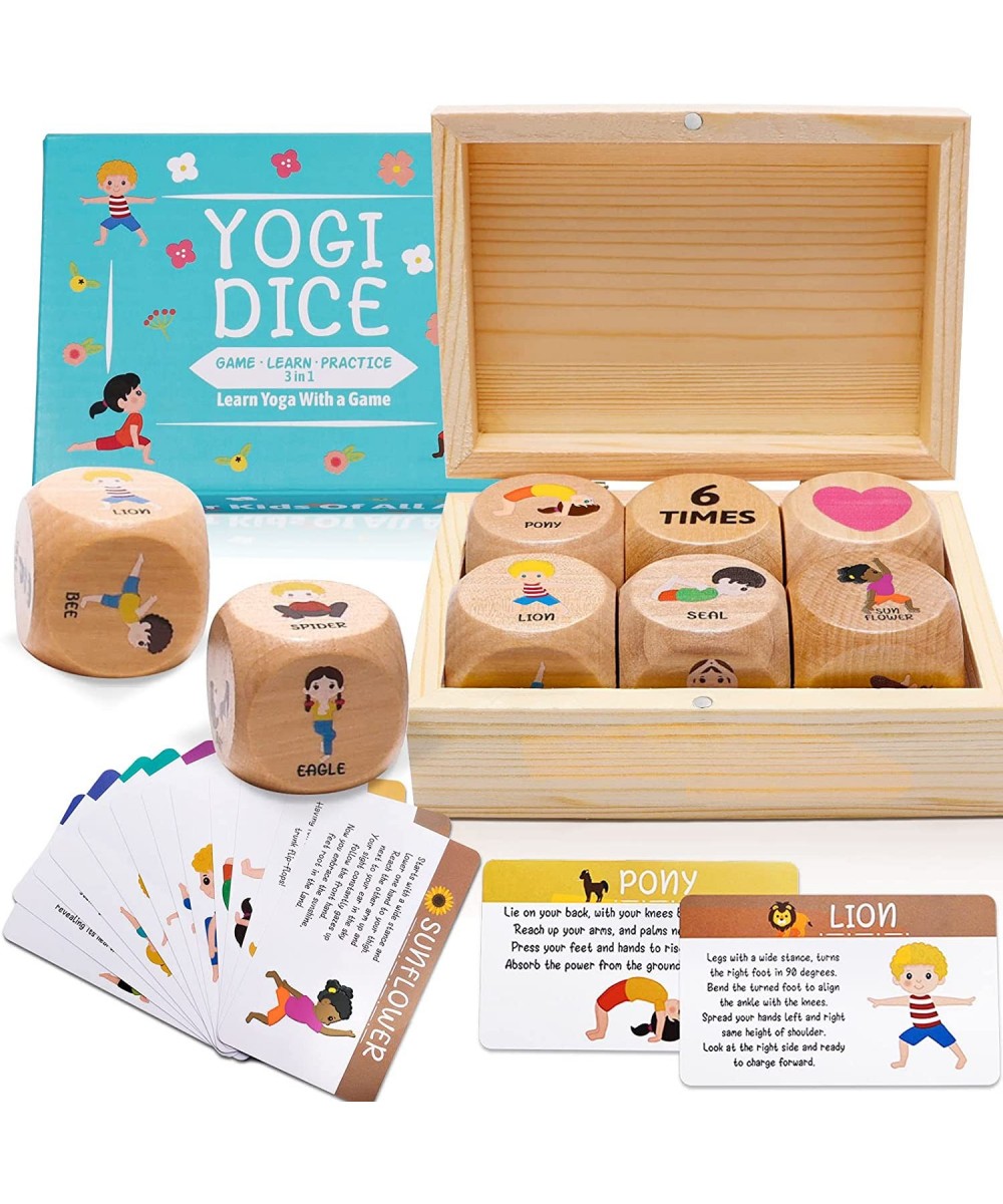 Kids Yoga Wooden Dice with Yoga Cards Fun Exercise Dice for Kids Workout Equipment Workout Dice Game for Kids Solo or Group 1...