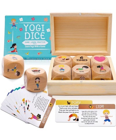 Kids Yoga Wooden Dice with Yoga Cards Fun Exercise Dice for Kids Workout Equipment Workout Dice Game for Kids Solo or Group 1...