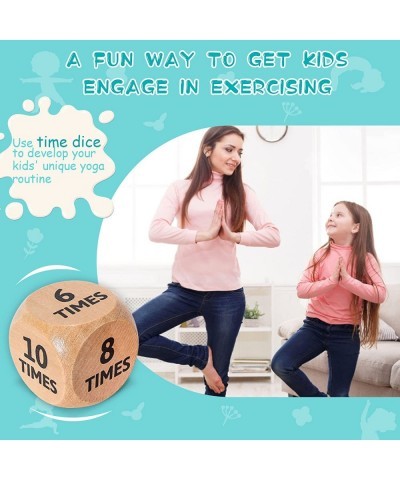 Kids Yoga Wooden Dice with Yoga Cards Fun Exercise Dice for Kids Workout Equipment Workout Dice Game for Kids Solo or Group 1...