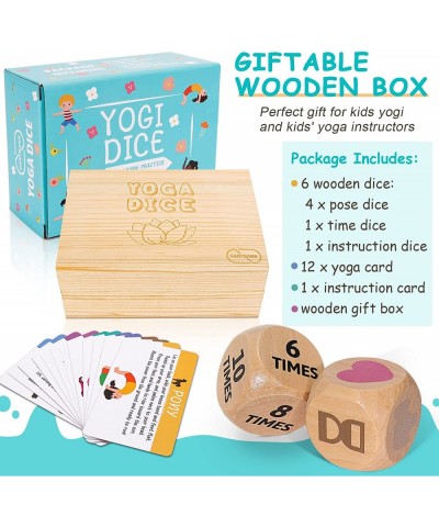 Kids Yoga Wooden Dice with Yoga Cards Fun Exercise Dice for Kids Workout Equipment Workout Dice Game for Kids Solo or Group 1...