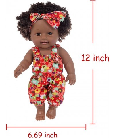 12 inch Black Girl Dolls American African Soft Silicone Full Body Reborn Newborn Baby Doll Toy with Baby Clothes Jumpsuits He...