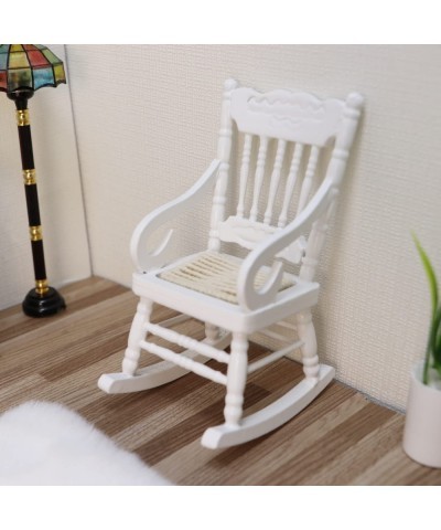 Miniature Rocking Chair 1:12 Scale Dollhouse Accessories Tiny Furniture Model for Doll House Toy Home Decoration Scene Shooti...