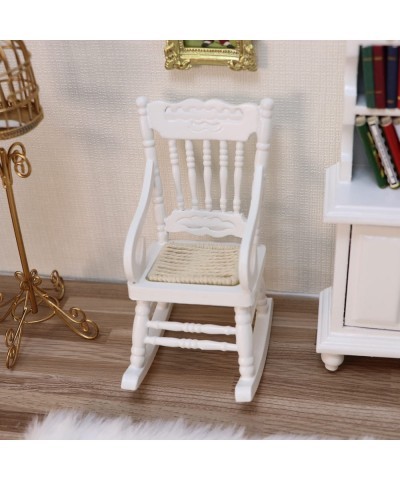 Miniature Rocking Chair 1:12 Scale Dollhouse Accessories Tiny Furniture Model for Doll House Toy Home Decoration Scene Shooti...