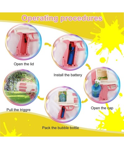 Bubble Blower Machine Bubbles Machhine with 24 Holes with Colorful Lights 360°Leak-Proof Design 2 Bottles of 130ml Bubble Liq...