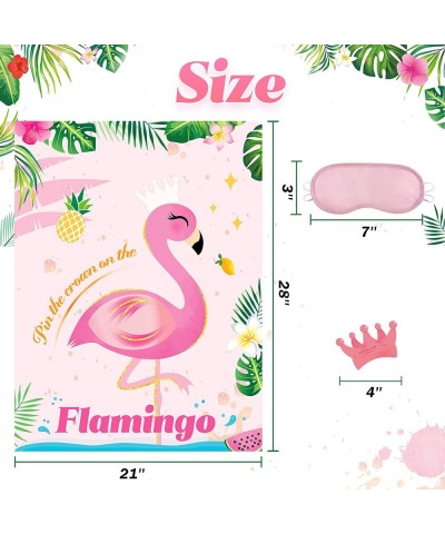 Pin The Crown on The Flamingo Game - 21” x 28” Flamingo Party Game for Kids Girls with 24 Crowns Flamingo Theme Birthday Baby...