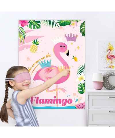 Pin The Crown on The Flamingo Game - 21” x 28” Flamingo Party Game for Kids Girls with 24 Crowns Flamingo Theme Birthday Baby...