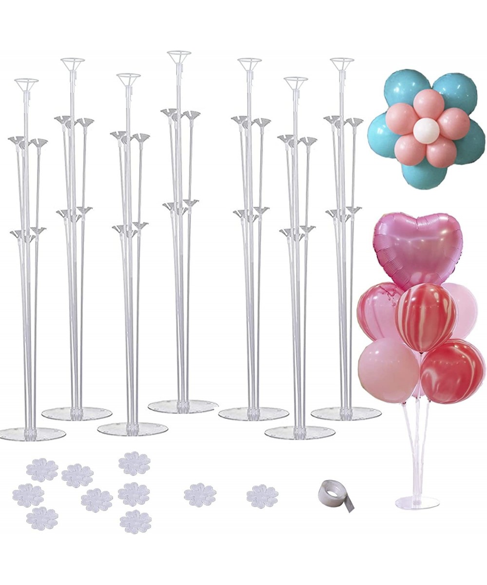 Table Balloon Stand Kit - 7 Sets Reusable Clear Balloon Holder Stand for Table with Balloon Flower Clips Glue Dot for Birthda...