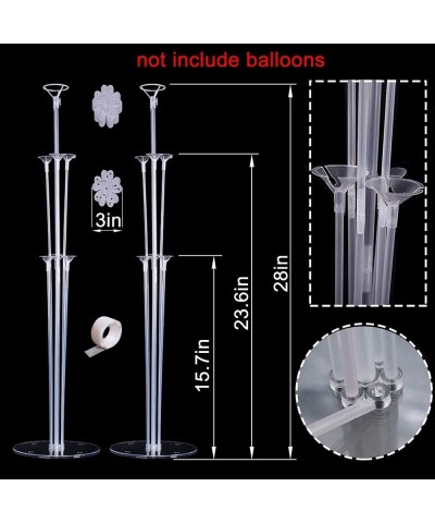 Table Balloon Stand Kit - 7 Sets Reusable Clear Balloon Holder Stand for Table with Balloon Flower Clips Glue Dot for Birthda...