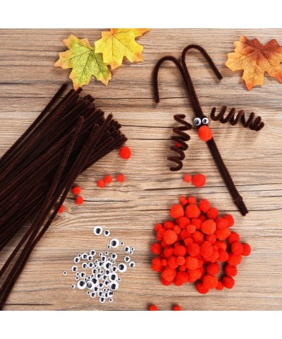 150 Pieces Brown Pipe Cleaners Chenille Stems 150 Pieces Red Pom Poms Assorted Size Craft Pompoms and 300 Pieces Wiggle Googl...