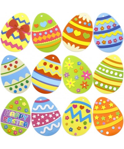 12 Foam Easter Egg Stickers for Kids Easter Craft Kits DIY Create Your Own Easter Egg Self-Adhesive Sticker Sheets Party Favo...