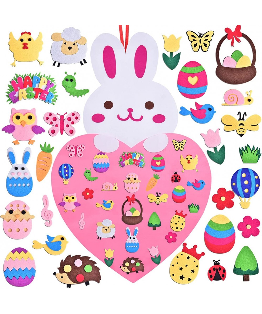 Toddlers Easter Felt Board Decorations for Home Easter DIY Rabbit Crafts Ornaments with 29pcs Hanging Kit for Kids Wall Windo...