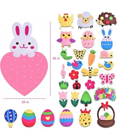 Toddlers Easter Felt Board Decorations for Home Easter DIY Rabbit Crafts Ornaments with 29pcs Hanging Kit for Kids Wall Windo...