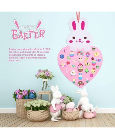 Toddlers Easter Felt Board Decorations for Home Easter DIY Rabbit Crafts Ornaments with 29pcs Hanging Kit for Kids Wall Windo...